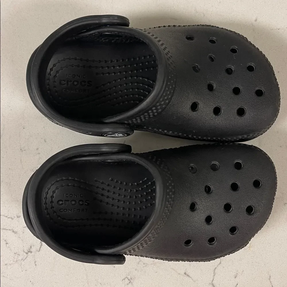 CROCS Kids Black Water Shoes Crocs Little Classic Clog Size 7
